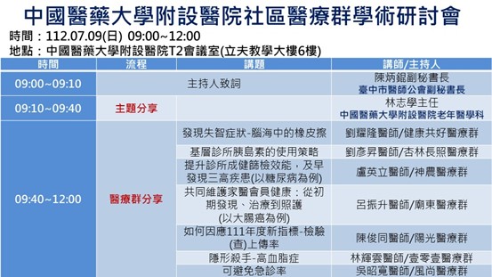 中國附醫社區醫療群經驗分享-第二場