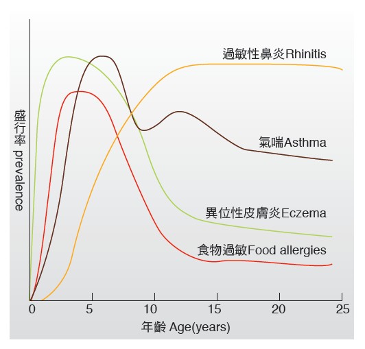 過敏各年齡層盛行率