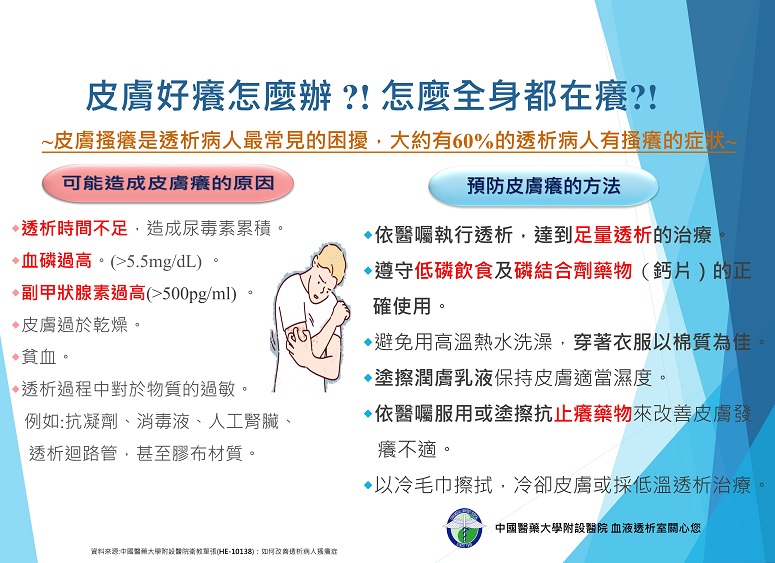 如何改善透析病人搔癢症狀/血液透析門診