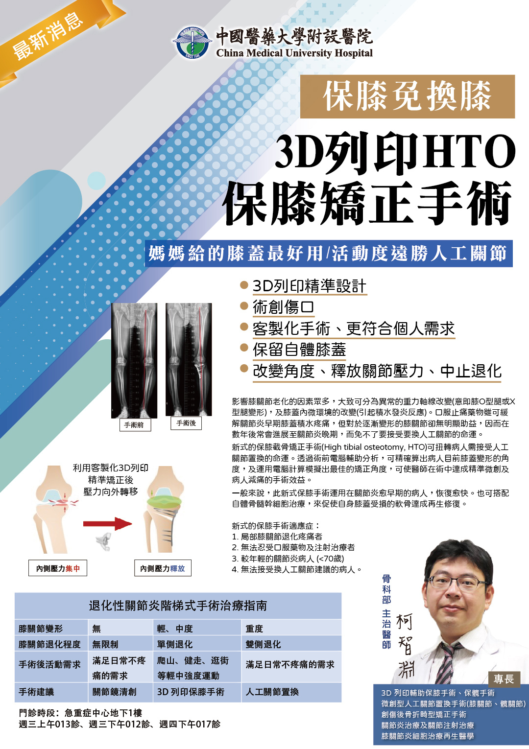 保膝免換膝！ 3D列印HTO保膝矯正手術