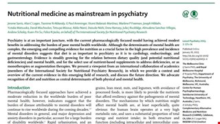 Nutritional medicine as mainstream in psychiatry